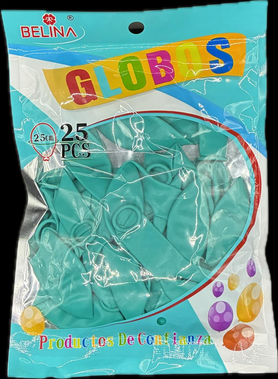GLOBOS COLOR VERDEAGUA 25PCS 25CM 82457