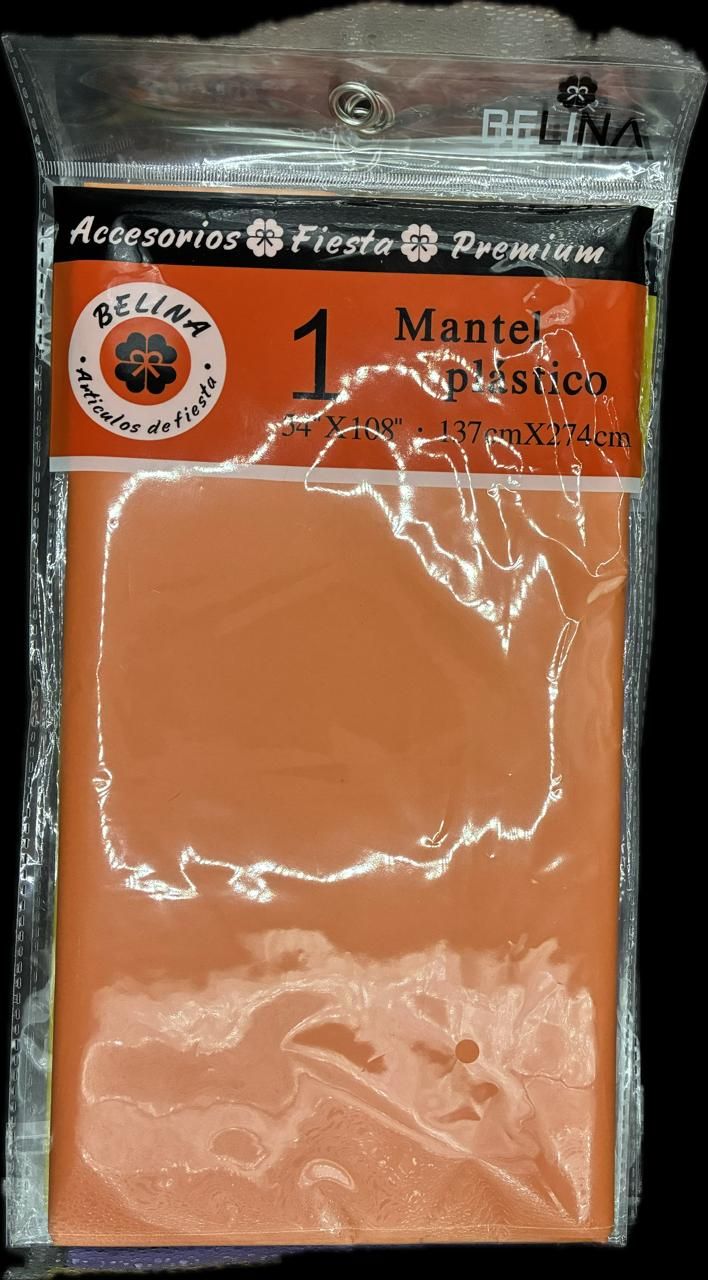 MANTEL PLATICO NARANJA 137X274