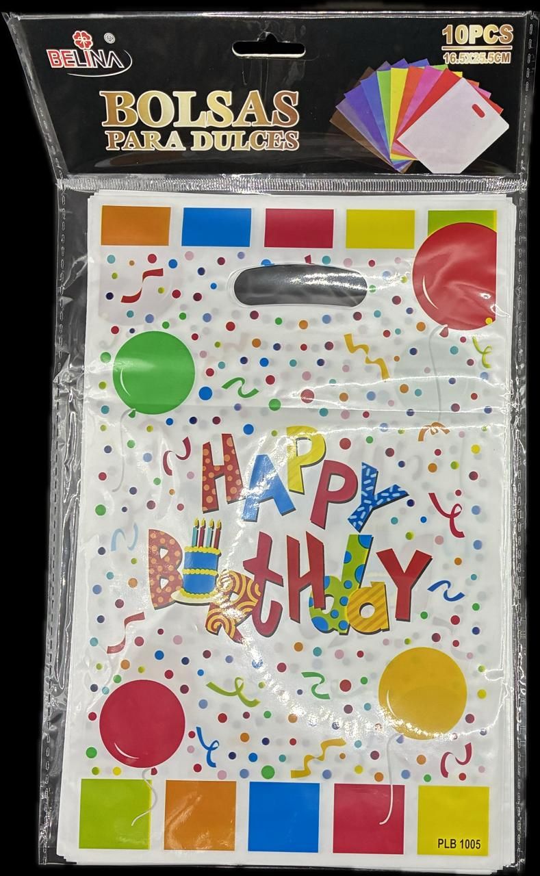 BOLSAS PARA DULCES HAPPY BITHDAY 10PCS