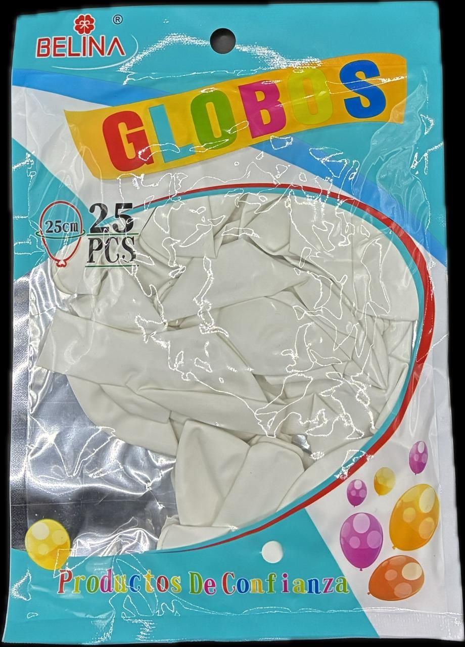 GLOBOS COLOR BLANCO 25PCS 25CM 82182