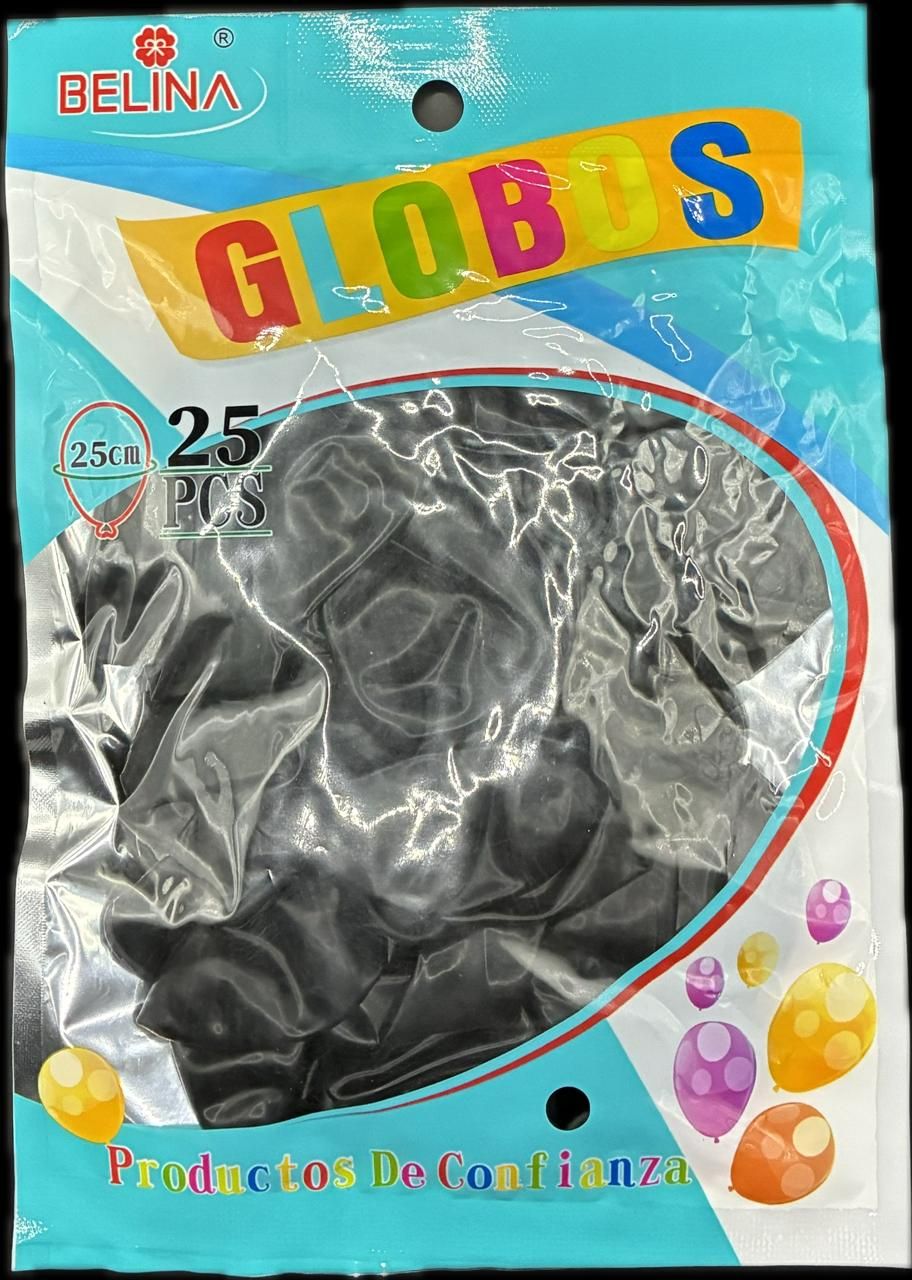 GLOBOS COLOR NEGRO 25PCS 25CMS 82197