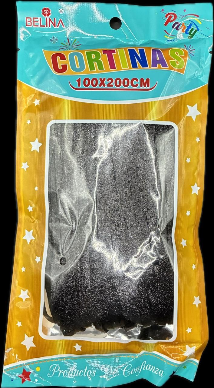 CORTINA HOLOGRAFICA NEGRA 100X200 66688