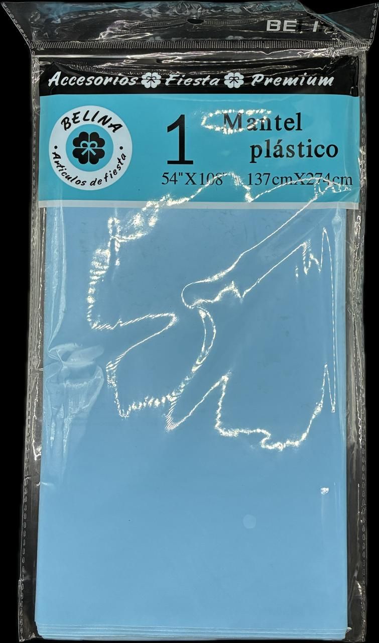 MANTEL PLASTICO CELESTE 137X270