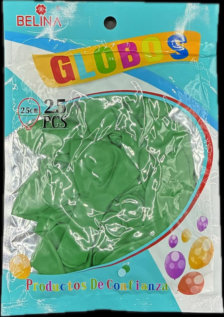 GLOBOS COLOR VERDE OSCURO 25PCS 25CMS 82188